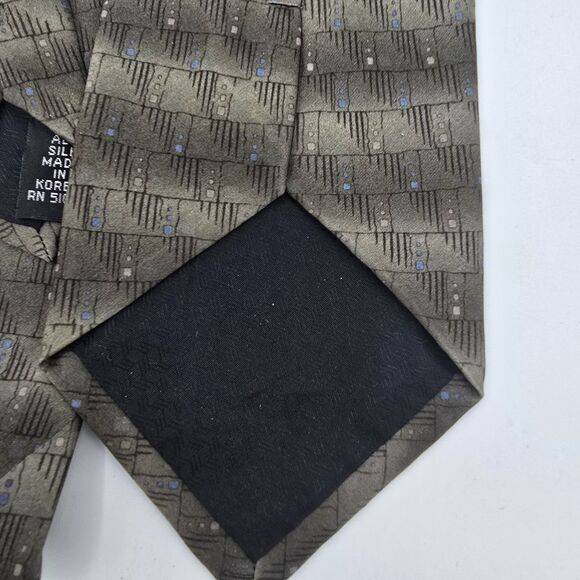 Men's Necktie Necktie brown tan Geometric 58" x 4" Vintage Suit Tie - Picture 6 of 6